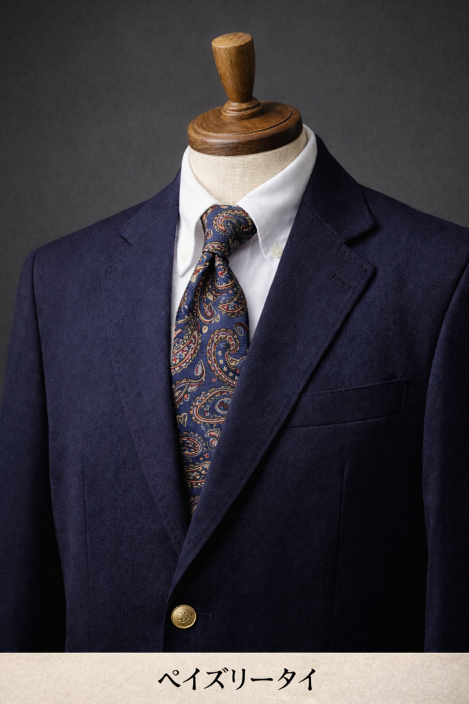 40代ブレザーに合うペイズリータイのコーディネート例